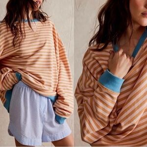 NWOT Free People, We The Free, Classic Striped Oversized Crew, in Multiple Sizes